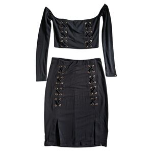 NWT True Religion Lace Up Pencil Skirt + Corset Top Matching Set Small/Medium